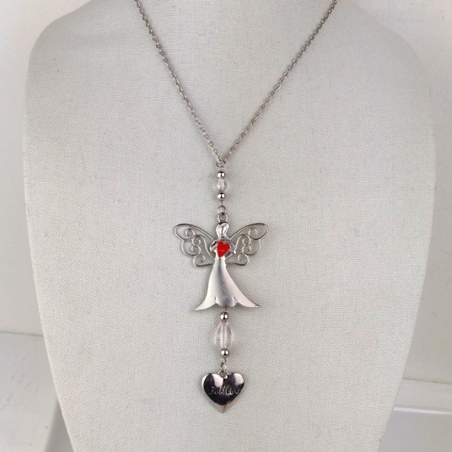 Bundle Only Angel Believe Heart Pendant Necklace Stamped Korea 5$